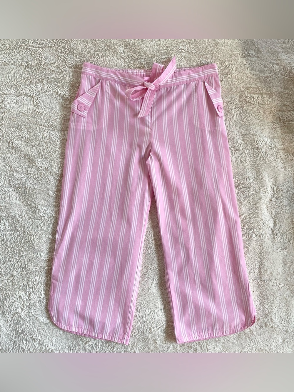 vintage Sentiments pink pinstriped capris